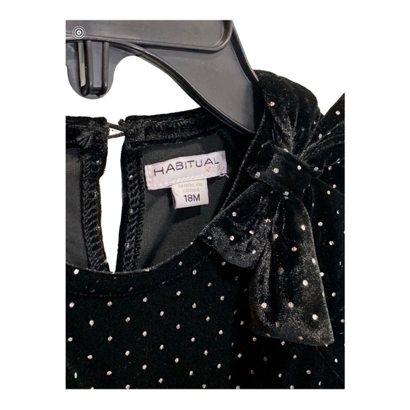 Habitual Kid Velour Polka Dot Dress Black and Silver Size 18 Months - Picture 4 of 5